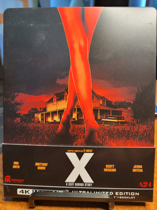 X - 4K/UHD REGION FREE + Blu-ray REGION B Italian Import Steelbook (Midnight Factory) *PRE-OWNED*