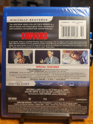 Shivers [Blu-ray w/ Slipcover SEALED] *PRE-OWNED*