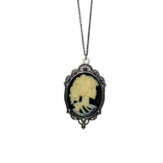 Victorian Skeleton Silhouette Pendant Gothic Necklace