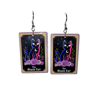 Black Cat Tarot Card Acrylic Earrings